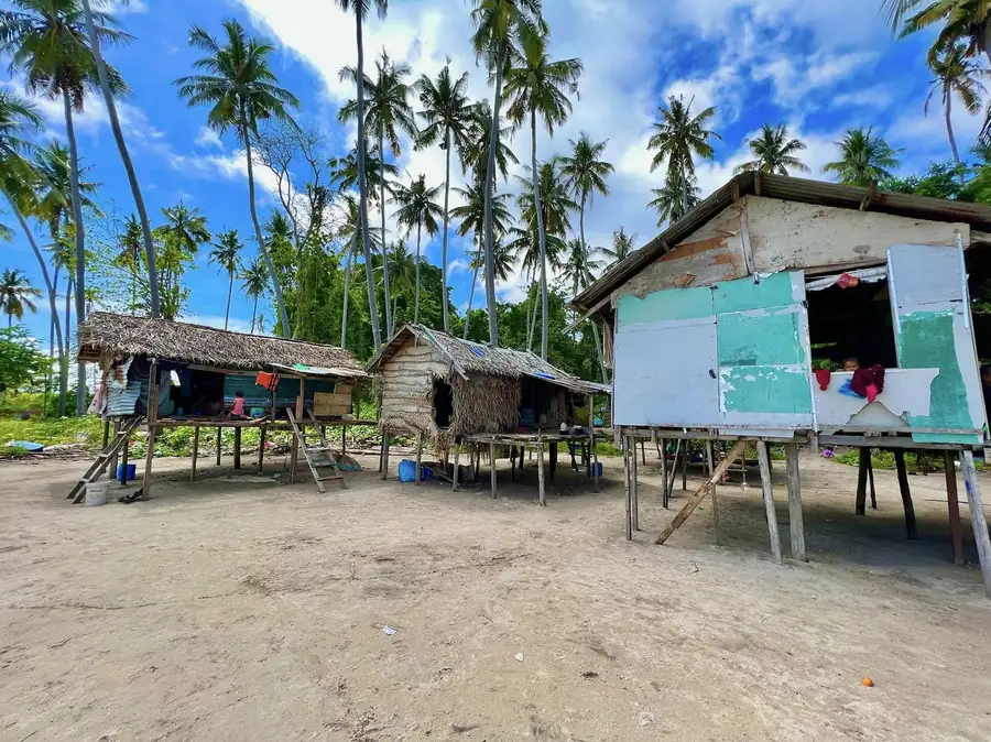 Bajau Laut houseboat on the waters of Tun Sakaran Marine Park, Semporna