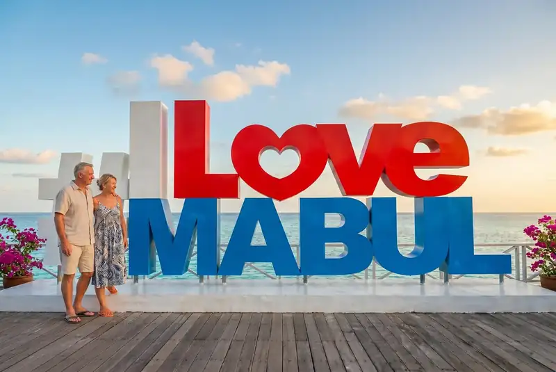 I Love Mabul sign at Mabul Island, one of Semporna's most famous dive and snorkel destinations